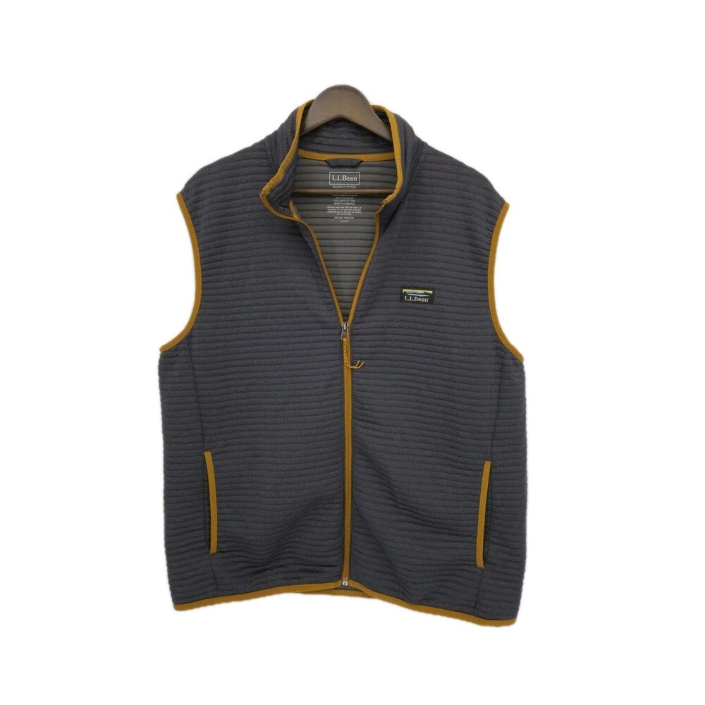 LL Bean Mens Airlight Vest Full Zip Gray Slightly Fitted Size Large